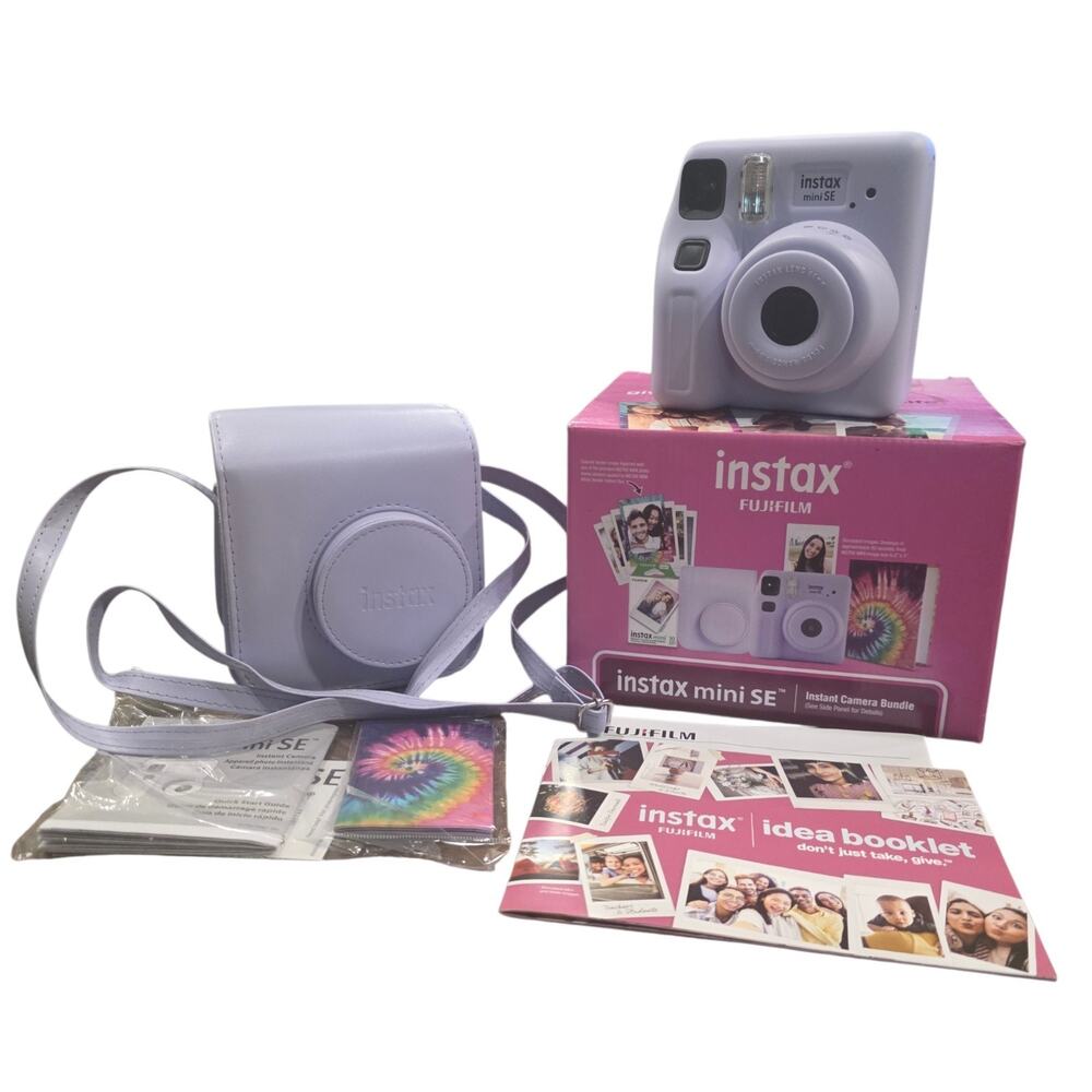Fujifilm Instax Mini SE Instant Camera Bundle Purple Case Box Tested Works